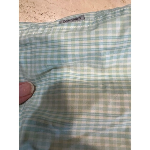 Calvin Klein Men's Short Sleeve Button-Down Shirt Green Checkered M - Picture 7 of 9